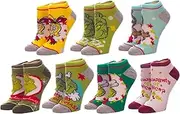 [Bioworld] Dr. Seuss The Grinch Who Stole Christmas 7 Pair Pack Juniors/Womens Ankle Socks Shoe Size 5-10, White, One Size