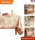 Hand-Painted Beige Tablecloth for Rectangle Dining Tables - Farmhouse Decor