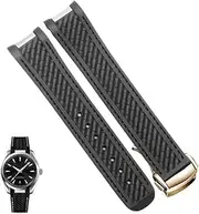 [Asackbper] Rubber Watchband Fit for Omega AT150 Seamaster 300 AQUA TERRA Diving watches straps Black Blue Silicone Watch Strap 20mm bracelet