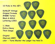 Dunlop PICKS Tortex 1.14mm guitar picks, 12 Picks VINTAGE BLACK & GOLD Lettering