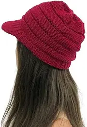 [Generic] Bleached Hats Solid Knit Hats Stitching Plush Peaked Women Crochet Cap Baseball Caps Summer Hats for Women