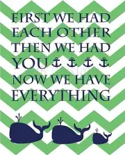 Navy Blue and Green Nautical Nursery Print, Whale Nursery Decor 8x10