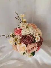 ARTIFICIAL ROSE LATTE NUDE PINK CREAM IVORY HYDRANGEA WEDDINGS FLOWERS BOUQUET