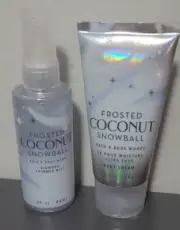 BATH & BODY WORKS FROSTED COCONUT SNOWBALL SHIMMER MIST & BODY CREAM TRAVEL SET