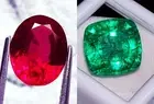 8 to 10 Ct Natural Emerald & Ruby Loose Gemstone Mixed Pair Certified RM183