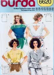 Vintage Burda Sewing Pattern 6620 | Womens Top & Shirt | Sizes 10 - 22 NEW