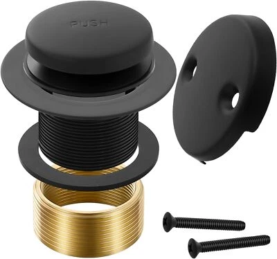 Matte Black Bathtub Drain Tip-Toe Tub Trim Set with Two-Hole Overflow Faceplate
