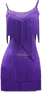 [JRUIA] Latin Dance Skirts for Women Irregular Fringe Cha Cha Dancewear Salsa Dancing Outfit Ballroom Performance Dresses