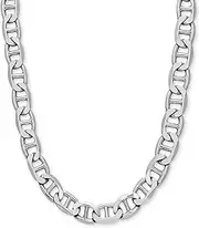 [Savlano] 925 Sterling Silver 10mm Italian Solid Flat Mariner Link Chain Necklace for Men & Women - Made in Italy Comes Gift Box (10mm)