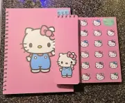 New Sanrio Hello Kitty Pink Spiral Notebook Hard Cover 11x8.5 Lined Bow 160 Page