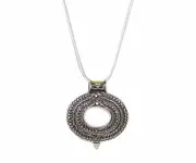 Solid Sterling Silver Tribal Circle Pendant Necklace