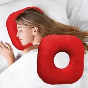 Wuronsa Ear Piercing Pillow for Side Sleepers, Pillow with an Ear Hole for CNH and Ear Pain Ear Inflammation Pressure Sores, O-Shaped Side Sleeping Pillow, Ear Guard Pillow (True Red)