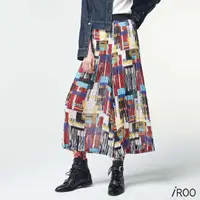 在飛比找momo購物網優惠-【iROO】印花百褶寬褲