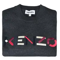 在飛比找momo購物網優惠-【KENZO】KENZO彩色刺繡LOGO羊毛長袖毛衣(裝/深