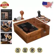 Multi-Functional Espresso Tamping Station - Walnut Knock Box for Coffee Tools