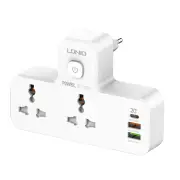 LDNIO SC2311 Power Socket Universal 2 Outlets 20W PD QC3.0 3USB Wall Charger Power Strip Adapter Multiple Plug Expander