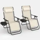 Homall Patio Zero Gravity Lounge Chairs with Pillows – Set of 2, Beige