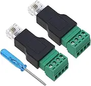 SING F LTD 2Pcs RJ11 Public to 4-pin Female Telephone Line Connector with Bolt Driver RJ11 Screw Terminal Adapter Electrical Accessories Plastic