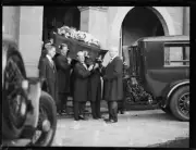 Dame Nellie Melba's coffin being carried to a hearse at Scots' Chu- Old Photo