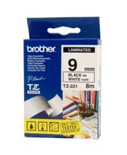 Brother TZe-221 / 9mm Black Text On White Laminated Labelling Tape - 8 Metres