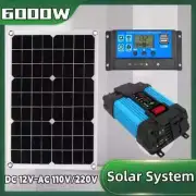600W Solar Panel 6000W Inverter 12V To 110V/220V Solar Power Generation System