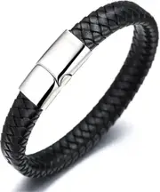 Kids Solo Junior Boy's Genuine Leather Bracelet Brown/classic Black 6-12+3 Y/o. Golden Silver Black Titanium Magnetic Clasp 7"-7.7"(18-19.5cm) With