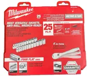 Milwaukee 48-22-9044 25pc Metric / SAE 1/4" Drive Ratchet and Socket Set