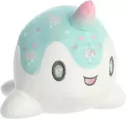 Aurora Festive Tasty Peach Snowfall Nomwhal Stuffed Animal, White 7 Inches