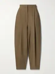 [KHAITE] KHAITE - Ashford Pleated Woven Tapered Pants - Light brown - US8 US 8 Brown