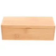 Bamboo Storage Box Clear Bin with Lid Keepsake Trash Trashcan Crate
