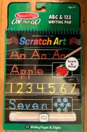Melissa & Doug ABC & 123 On the Go Scratch Art Writing Pad Pages & Stylus Book
