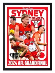 Framed 2024 Sydney Swans AFL Grand Final Poster - Isaac Heeney - 45cm x 32cm