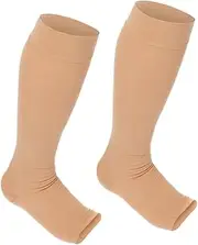 Beavorty 1Pair Breathable Open Toe Calf Compression Socks for Sports Knee High Support Stockings Leg Fatigue Swelling Enhance Skin Color