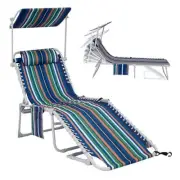 Folding Chaise Shadeelite Canopy Blue Green ShadeElite 5 Position Canopy