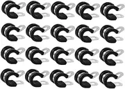 ASAKKURA 20Pcs Rubber Cushioned Hose Clamps Durable Stainless Steel Wire Cable Management for Secure Tube Fixation and Maintenance for Wiring and DIY Projects