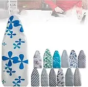 MAEEHDNKM Heavy Duty Ironing Board Cover and Pad, Heat Reflective Thick Ironing Board Pad, 18x57In 22x53in Large Ironing Board Cover Elasticated(K,18x57inch(147x48cm))