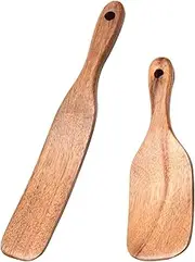 2Pcs Bread Spatula Wooden Spurtle Mixing Spoon Non Stick for Sourdough Starter