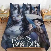 a1487 Corpse Bride Duvet Cover Set, 3 Piece Bedding Set 86x70" Double Sided Printing Decorative Comforter Cover Set (1 Duvet Cover + 2 Pillow Shams)