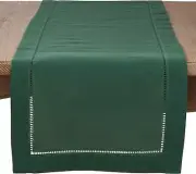 Jade Green Hemstitched Table Runner – 16" x 72", Elegant Classic Design