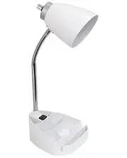 Lalia Home 18in Gooseneck Organizer Desk Lamp with Tablet Stand & Charging Outlet