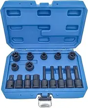 DIPMOTOR 16PCS Master Brake Caliper Socket Set, 1/2" Square Drive Socket Kit Compatible with Ford/VW/Audi/Porsche/Benz/BMW