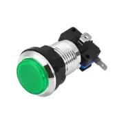 Game Push Button 33mm 12V LED Illuminated Switch with Micro switch Green 1pcs