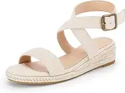 [Coutgo] Girls Wedge Sandals Cross Strap Espadrille Platform Open Toe Summer Shoes Toddler Little Big Kid
