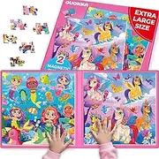 QUOKKA Magnetic Puzzles for Kids Ages 3-5 - Car Trip Toys 48 Piece Puzzle for Boys and Girls Ages 4-8 - Travel Games for Kids on Plane - Magnetic Unicorns Puzzle for Toddlers 2-3 - Road Trip Toys
