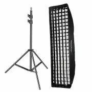 Godox 35x160cm Strip Softbox Bowens Mount + Grid + Light Stand for Studio Strobe