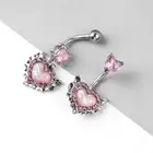 Heart Belly Button Rings Pink Women Fashion Belly Ring Dangle Navel Piercing _yi