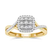 Bevilles Miracle Halo Ring with 1/5ct of Diamonds in 9kt Yellow Gold