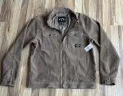 NWT ~ Billabong Brown Corduroy Zip Front Lined Coat Mens M MSRP $139.95
