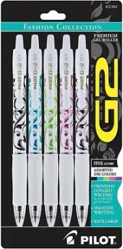 NEW PILOT G2 Premium Gel Pens ,Fine Point 0.7 mm Fashion Collection 5 Pack