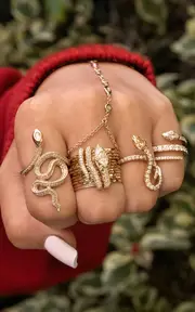 [Jacquie Aiche] Waif 14K Yellow Gold Diamond Snake Ring